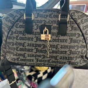 Juicy Couture Monogrammed Black and Gray Satchel